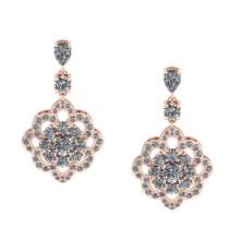 5.20 Ctw VS/SI1 Diamond Prong Set 14K Rose Gold Dangling Earrings (ALL DIAMOND ARE LAB GROWN )