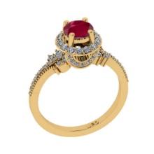 1.61 Ctw VS/SI1 Ruby and Diamond 14K Yellow Gold Engagement Ring(ALL DIAMOND ARE LAB GROWN)