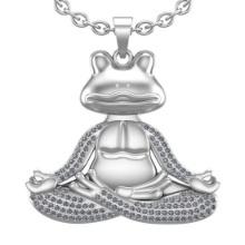 0.75 Ctw VS/SI1 Diamond 14K White Gold Frog Express yoga pose Pendant Necklace ALL DIAMOND ARE LAB G