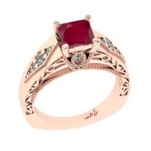 1.26 Ctw VS/SI1 Ruby and Diamond 14K Rose Gold Engagement Halo Ring(ALL DIAMOND ARE LAB GROWN)