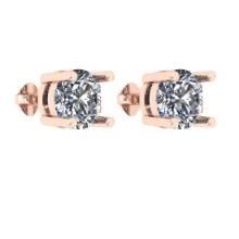 CERTIFIED 2.01 CTW ROUND D/VS1 DIAMOND (LAB GROWN Certified DIAMOND SOLITAIRE EARRINGS ) IN 14K YELL