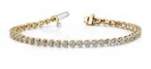 14K YELLOW GOLD 2 CTW G-H I1/I2 THREE PRONG TENNIS BRACELET LAB-GROWN DIAMOND