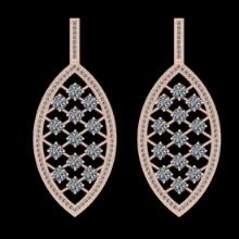 5.61 Ctw VS/SI1 Diamond 10K Rose Gold Dangling Earrings