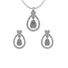 2.30 ctw VS/SI1 Diamond 14K White Gold EarRing+Pendant Set ALL DIAMOND LAB GROWN