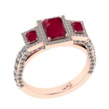 3.06 Ctw VS/SI1 Ruby and Diamond 14K Rose Gold Engagement Halo Ring(ALL DIAMOND ARE LAB GROWN)