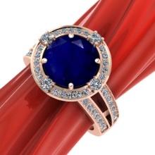 2.35 CtwVS/SI1 Blue Sapphire and Diamond14K Rose Gold Engagement Halo Ring (ALL DIAMOND ARE LAB GROW