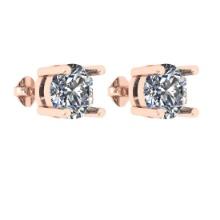 CERTIFIED 2.02 CTW ROUND E/SI1 DIAMOND (LAB GROWN Certified DIAMOND SOLITAIRE EARRINGS ) IN 14K YELL