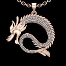 1.32 Ctw VS/SI1 Diamond Prong Set 10K Rose Gold Dragon Necklace (ALL DIAMOND ARE LAB GROWN )