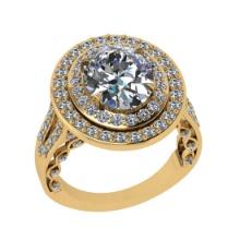 5.19 Ctw SI2/I1 Diamond 14K Yellow Gold Engagement Halo Ring (ALL DIAMOND ARE LAB GROWN)