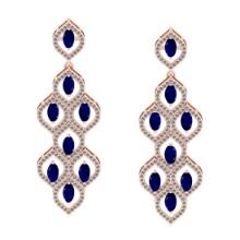 5.75 CtwVS/SI1 Blue Sapphire And Diamond 14K Rose Gold Dangling Earrings( ALL DIAMOND ARE LAB GROWN