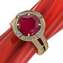 2.35 CtwVS/SI1 Ruby and Diamond14K Yellow Gold Engagement Halo Ring (ALL DIAMOND ARE LAB GROWN)