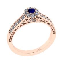 0.55 Ctw VS/SI1 Blue Sapphire and Diamond 14K Rose Gold Engagement Ring(ALL DIAMOND ARE LAB GROWN)