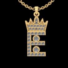0.28 CtwVS/SI1 Diamond 10K Yellow Gold alphabet (E) Pendant Necklace (ALL DIAMOND ARE LAB GROWN )
