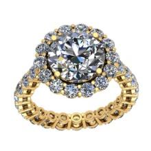 4.50 Ctw SI2/I1 Diamond 14K Yellow Gold Engagement Halo Ring(ALL DIAMOND ARE LAB GROWN)