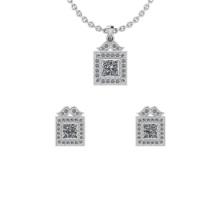 1.32 ctw VS/SI1 Diamond 14K White Gold EarRing+Pendant Set ALL DIAMOND LAB GROWN