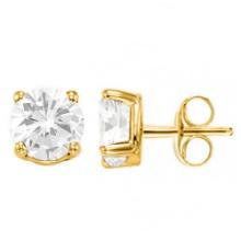 CERTIFIED 2.03 CTW ROUND D/VS2 DIAMOND (LAB GROWN Certified DIAMOND SOLITAIRE EARRINGS ) IN 14K YELL