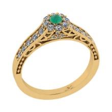 0.55 Ctw VS/SI1 Emerald and Diamond 14K Yellow Gold Engagement Ring(ALL DIAMOND ARE LAB GROWN)