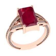 2.95 Ctw VS/SI1 Ruby and Diamond 14k Rose Gold Engagement Ring (LAB GROWN)