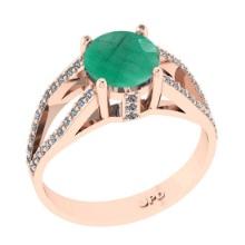 1.80 Ctw VS/SI1 Emerald and Diamond 14K Rose Gold Engagement Halo Ring(ALL DIAMOND ARE LAB GROWN)
