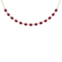 11.30 Ctw VS/SI1 Ruby And Diamond 14K Rose Gold Girls Fashion Necklace (ALL DIAMOND ARE LAB GROWN )