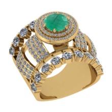 6.38 Ctw VS/SI1Emerald and Diamond 14K Yellow Gold Engagement Ring (ALL DIAMONDS ARE LAB GROWN)