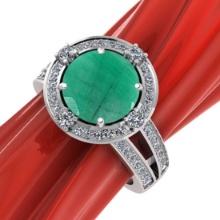 2.35 CtwVS/SI1 Emerald and Diamond14K White Gold Engagement Halo Ring (ALL DIAMOND ARE LAB GROWN)