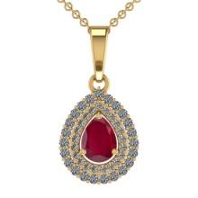 3.09 Ctw VS/SI1 Ruby and Diamond 14K Yellow Gold Necklace (ALL DIAMOND ARE LAB GROWN )