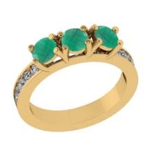 1.25 Ctw VS/SI1 Emerald and Diamond 14K Yellow Gold Engagement Ring(ALL DIAMOND ARE LAB GROWN)