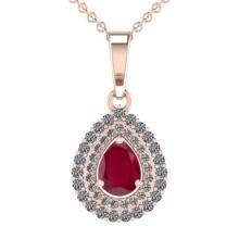 3.09 Ctw VS/SI1 Ruby and Diamond 14K Rose Gold Necklace (ALL DIAMOND ARE LAB GROWN )