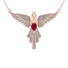 2.05 Ctw VS/SI1 Ruby And Diamond 14K Rose Gold Eagle Necklace (ALL DIAMOND ARE LAB GROWN )
