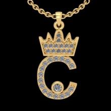 0.21 CtwVS/SI1 Diamond 10K Yellow Gold alphabet (C) Pendant Necklace (ALL DIAMOND ARE LAB GROWN )