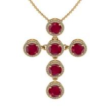 12.72 Ctw VS/SI1 Ruby And Diamond 14K White Gold Necklace (ALL DIAMOND ARE LAB GROWN )