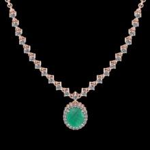 8.03 Ctw VS/SI1 Emerald and Diamond 14K Rose Gold Necklace (ALL DIAMOND ARE LAB GROWN )