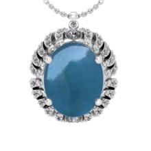 5.97 Ctw I2/I3 Aquamarine And Diamond 14K White Gold Necklace (ALL DIAMOND ARE LAB GROWN )