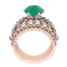 4.90 Ctw VS/SI1Emerald and Diamond 14K Rose Gold Engagement Ring (ALL DIAMONDS ARE LAB GROWN)