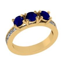1.25 Ctw VS/SI1 Blue Sapphire and Diamond 14K Yellow Gold Engagement Ring(ALL DIAMOND ARE LAB GROWN)