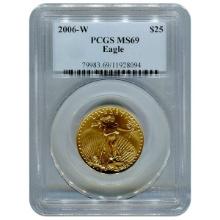 Certified Burnished American $25 Gold Eagle 2006-W MS69 PCGS