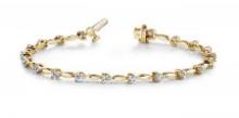 14KT YELLOW GOLD 1 CTW G-H VS2/SI1 ALTERNATING DROP BRACELET LAB-GROWN DIAMOND