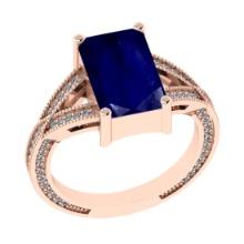2.95 Ctw VS/SI1 Blue Sapphire and Diamond 14k Rose Gold Engagement Ring (LAB GROWN)