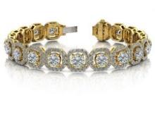 14KT YELLOW GOLD 13 CTW G-H VS2/SI1 OCTAGON RED CARPET BRACELET LAB-GROWN DIAMOND