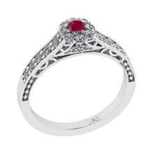 0.55 Ctw VS/SI1 Ruby and Diamond 14K White Gold Engagement Ring(ALL DIAMOND ARE LAB GROWN)
