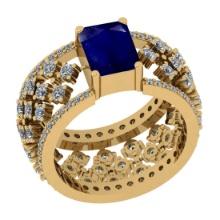 1.22 Ctw VS/SI1 Blue Sapphire And Diamond 14K Yellow Gold Engagement Halo Ring