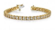 14K YELLOW GOLD 2 CTW G-H I1/I2 CLASSIC LINK PRONG SET TENNIS BRACELET LAB-GROWN DIAMOND