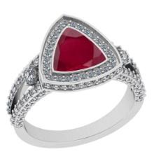 2.99 Ctw VS/SI1 Ruby And Diamond 14K White Gold Cocktail Ring