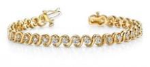 14KT YELLOW GOLD 1 CTW G-H VS2/SI1 S LINK BRACELET LAB-GROWN DIAMOND