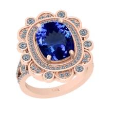 6.71 Ctw VS/SI1 Tanzanite And Diamond 18k Rose Gold Cocktail Ring