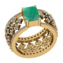 1.22 Ctw VS/SI1 Emerald And Diamond 14K Yellow Gold Engagement Halo Ring