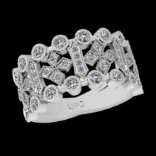 0.72 Ctw VS/SI1 Diamond 10K White Gold Vintage Style Engagement Ring