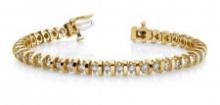 14KT YELLOW GOLD 1 CTW G-H VS2/SI1 SHINY CURVE LINK TENNIS BRACELET LAB-GROWN DIAMOND