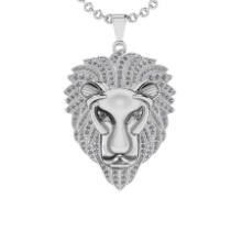 1.65 Ctw VS/SI1 Diamond 14K White Gold Lion Necklace(ALL DIAMOND ARE LAB GROWN )